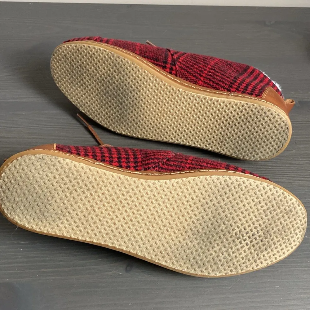 TOMS Bota Desert Boot Red Plaid Faux Fur Lined Ankle Lace Up Bootie Size 9.5 - Image 10