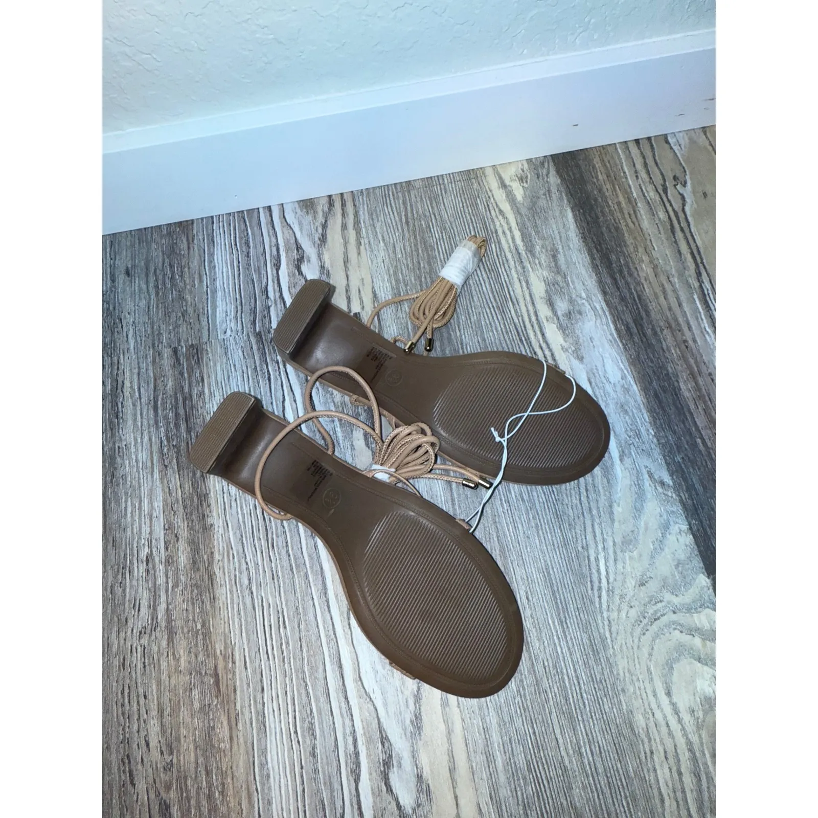 A New Day Nude Tie Up Heels Block Heel Strappy Sandals Women's Shoes - Image 6