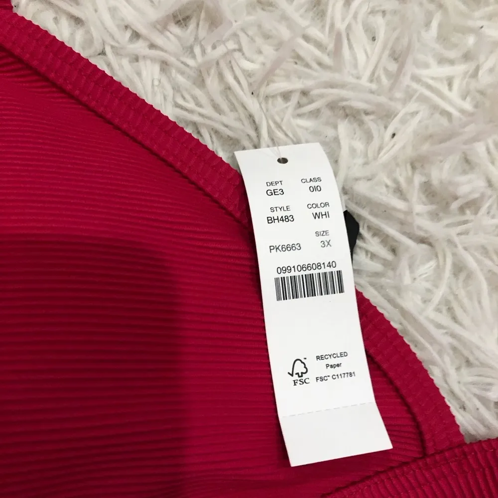 J Crew Ribbed Triangle Bikini Top Hot Pink Size 3X‎ - Image 3