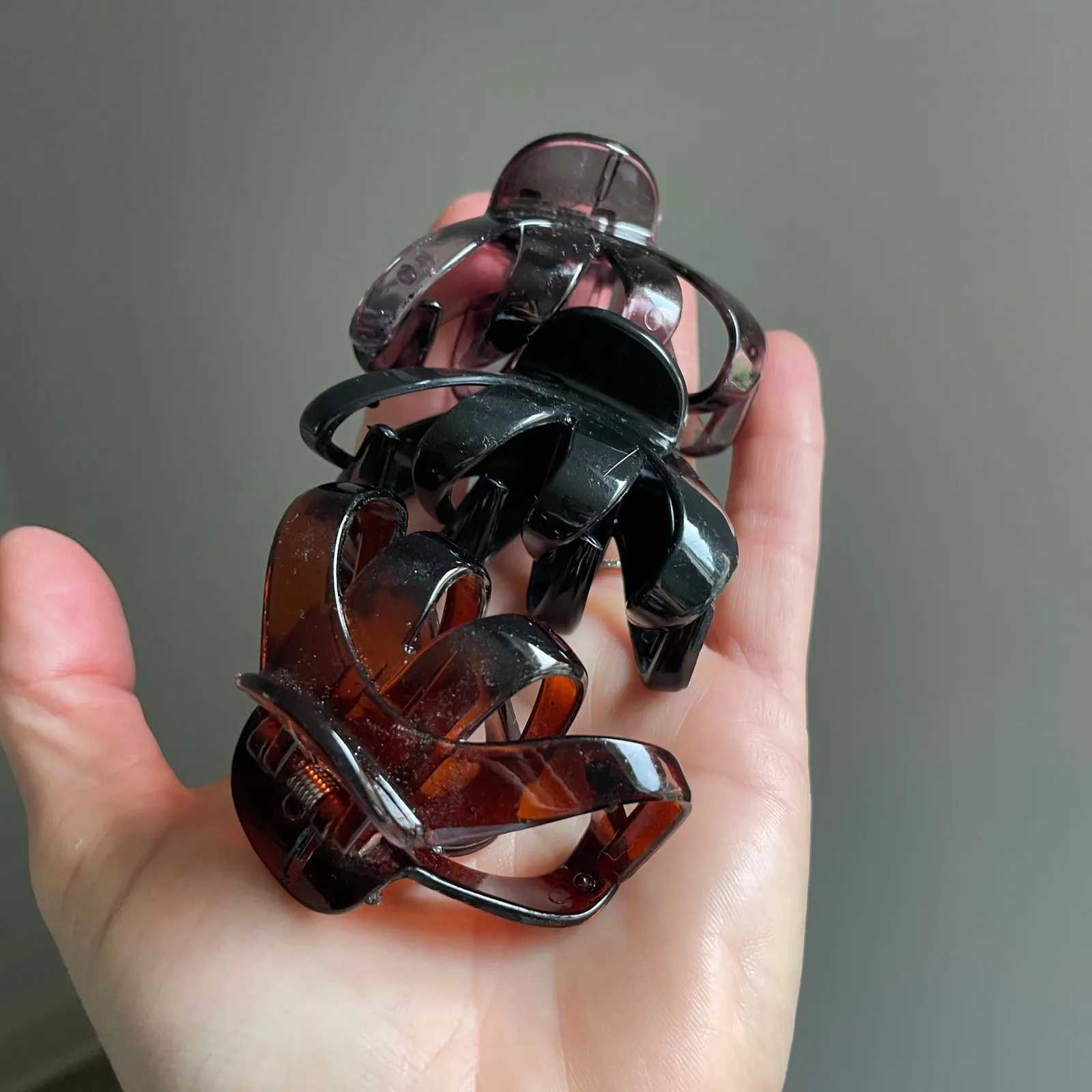 Claw Clips 3 Piece Set Tortoise Shell Black Purple Hair Accessories‎ Neutral Y2K - Image 6