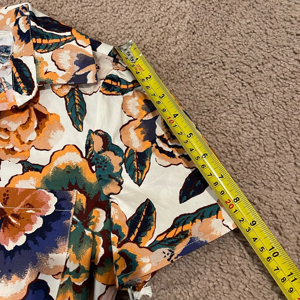 JOIE Boho Retro Floral Ruffle Hem Collared Mini Dress - Image 7