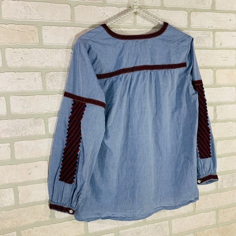 Joie Marlen Embroidered Chambray Blouse Size XS - Image 9