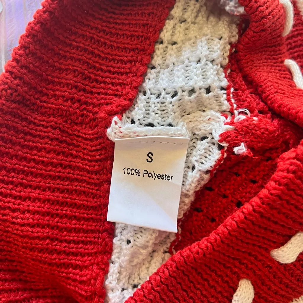 SHEIN Red and White Knit Two-Piece Set - Image 2