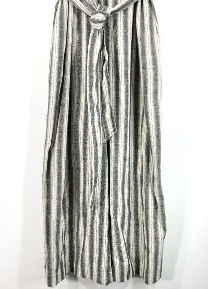 New  Striped Sleeveless Cropped Jumpsuit Cream Black - Image 9