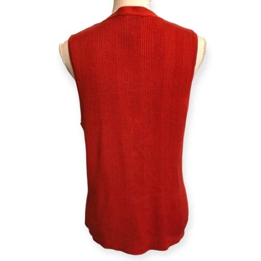 Alex Marie Rust Orange Ribbed Sleeveless Button Front Vest - Image 70