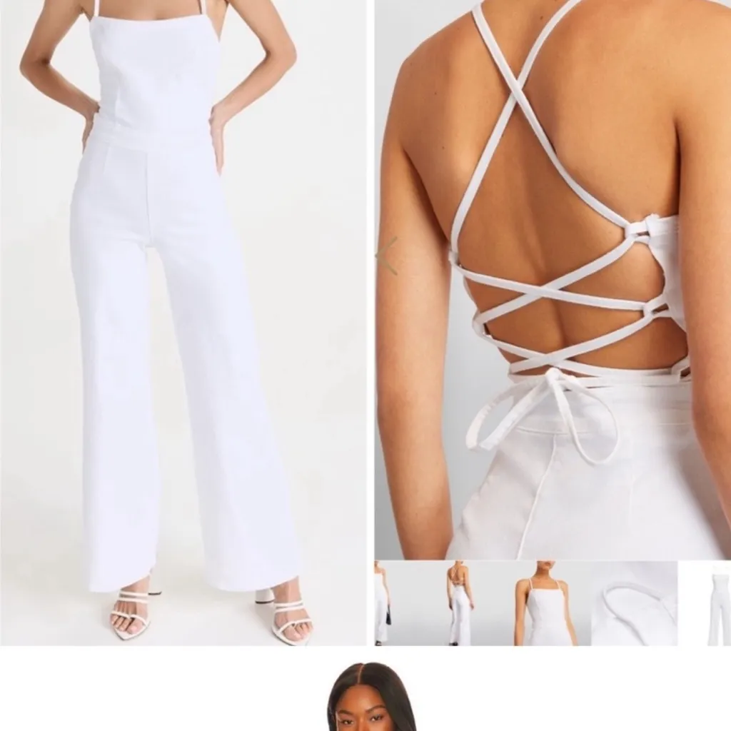 Good American White Crisscross Jumpsuit $180 NWT New Size 1 Denim Blend - Image 2