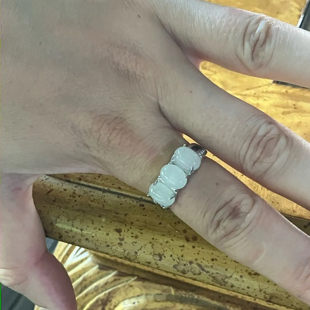 Natural Jade Sterling Silver Ring Size 8 - Image 4