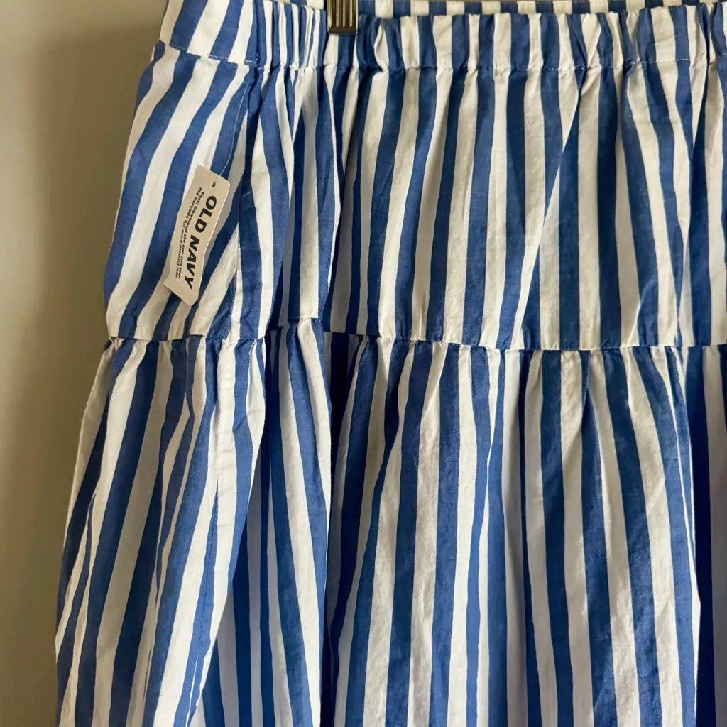 Old Navy NWT Dropped-Waist Midi Skirt Blue White Stripe Lightweight Size 2XL - Image 7