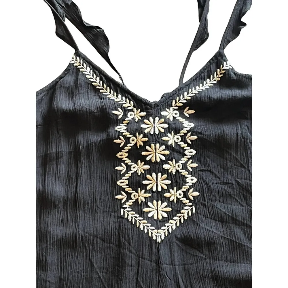 NEW Aeropostale Black Jumper Romper Shorts XS Embroidered Tie Back Jumpsuit NWT - Image 10