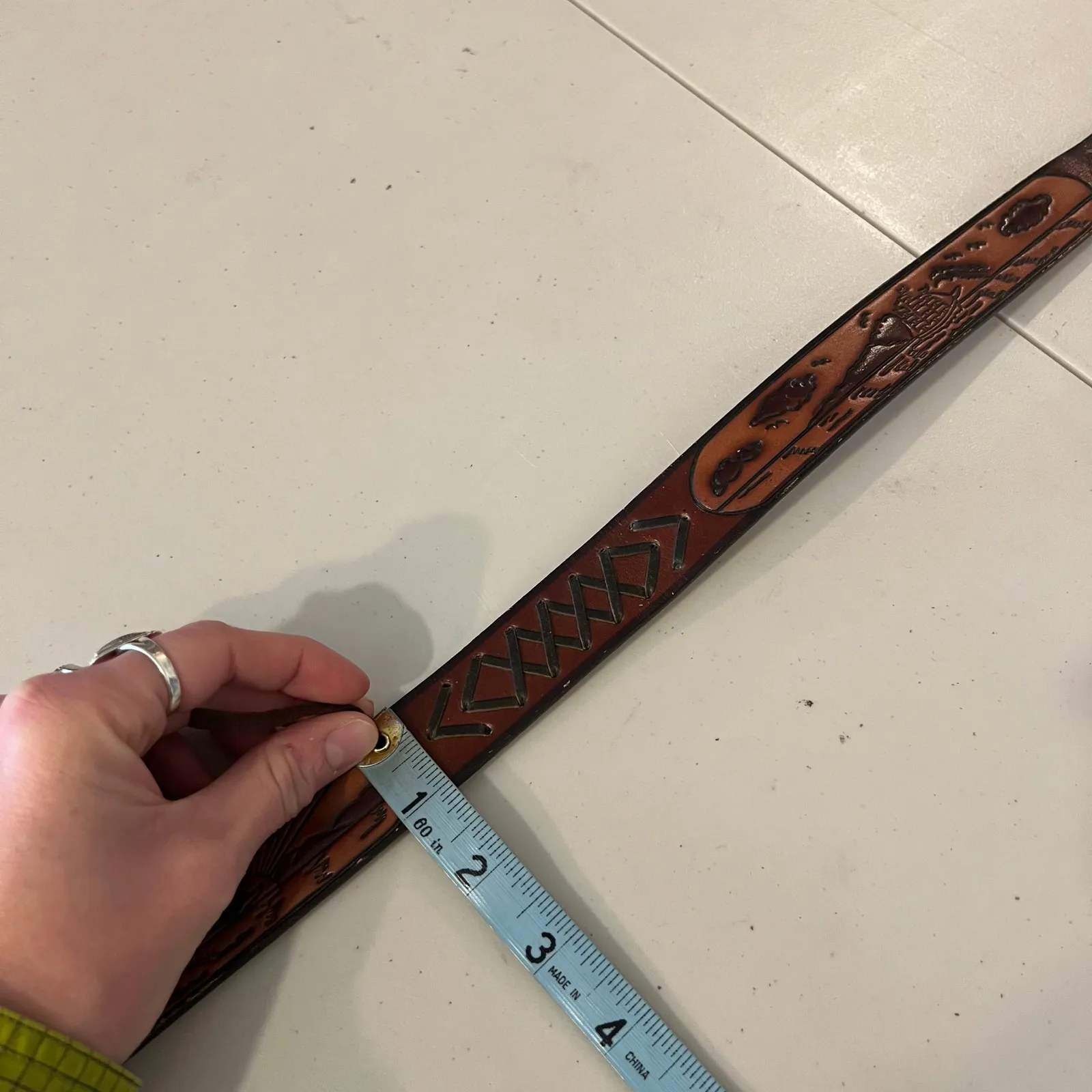 Vintage Brown Hand Crafted Genuine Cowhide Leather Nautical Belt Size XS/S - Image 8