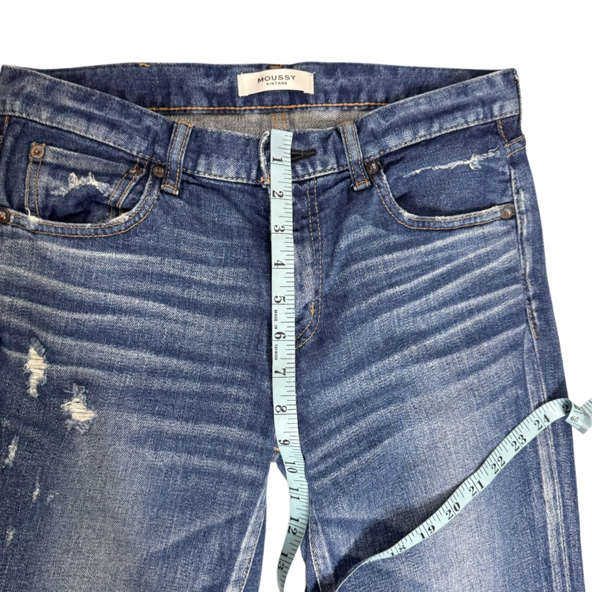 Moussy Vintage Dark Wash Distressed Jeans Size 27 - Image 8