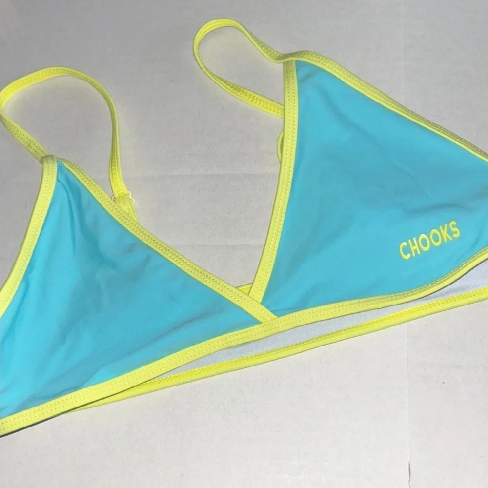 NWOT Rare Boutine LA | Chooks LA | Blue & Neon Yellow String & Fitted Bikini Set Size M - Image 3