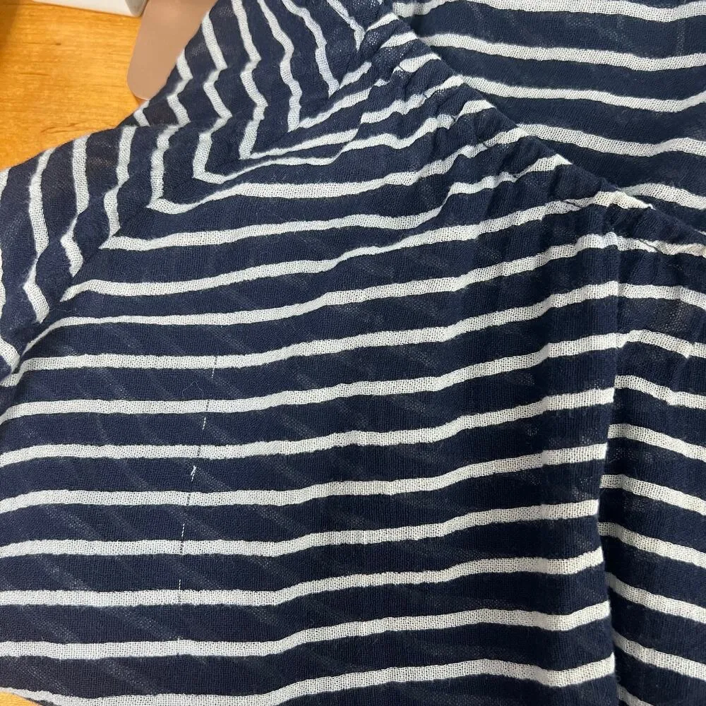 J. Crew 3/4 Sleeve Striped Navy Blue & White Scoop Neck Women's Top Size XXS - Image 13