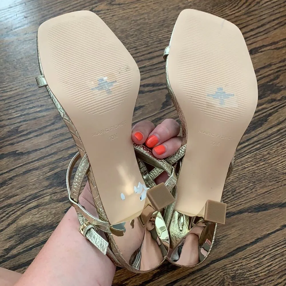 Marc Fisher Gold Metallic Padre Pump Sandal Sz 10 M - NWOT - Image 5