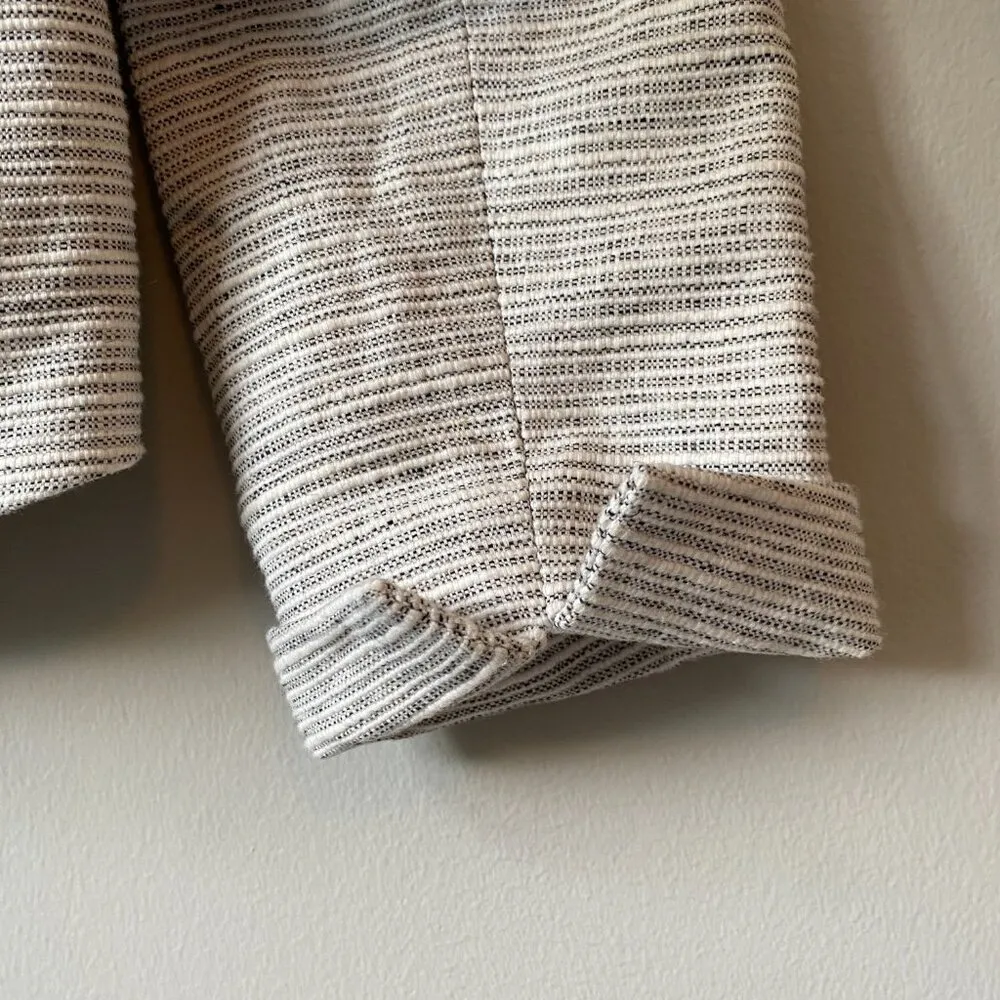 KENAR Nordstrom Womens Large Long Sleeve Striped Linen Career Blazer Jacket Chic - Image 7