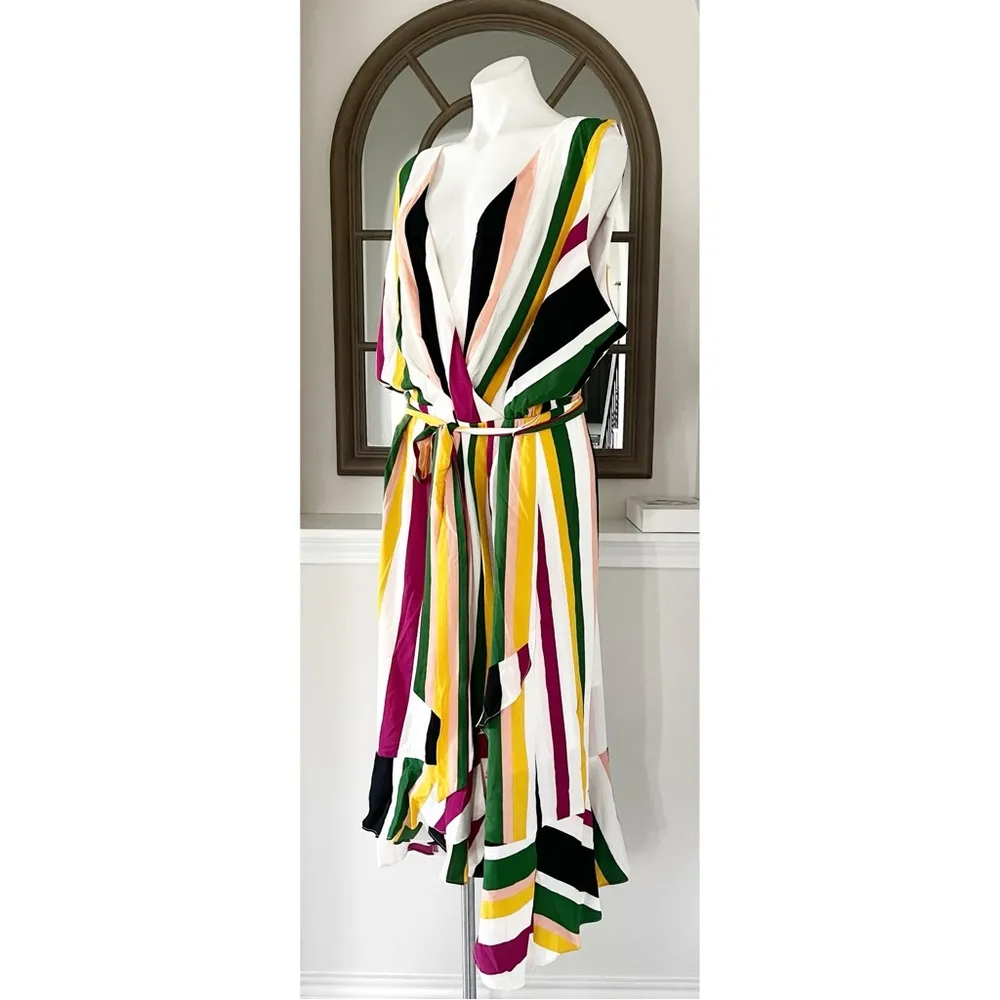 Lane Bryant Striped Faux Wrap Maxi Dress, Multi Plus Size 26 New w/Tag - Image 8