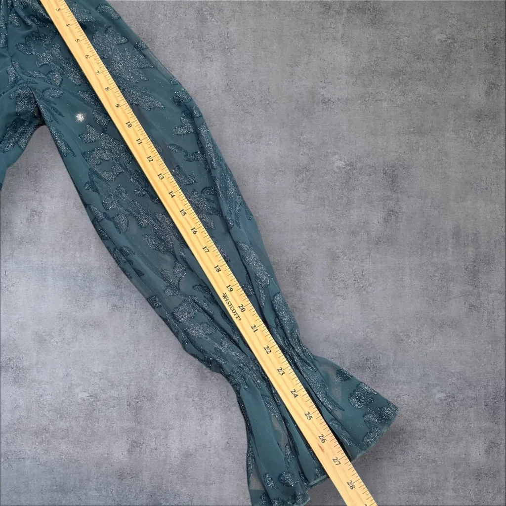 HOUSE OF HARLOW 1960 x REVOLVE Sumner Blouse in Teal Size Small Green - Image 8