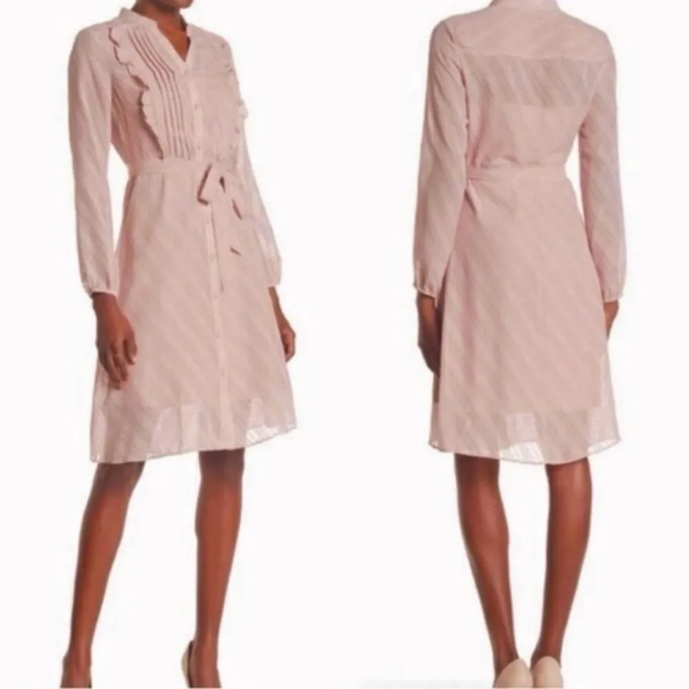 Nanette Lepore Mauve Pink Pintuck Swiss Dot Knee Length Dress 8 - Image 3