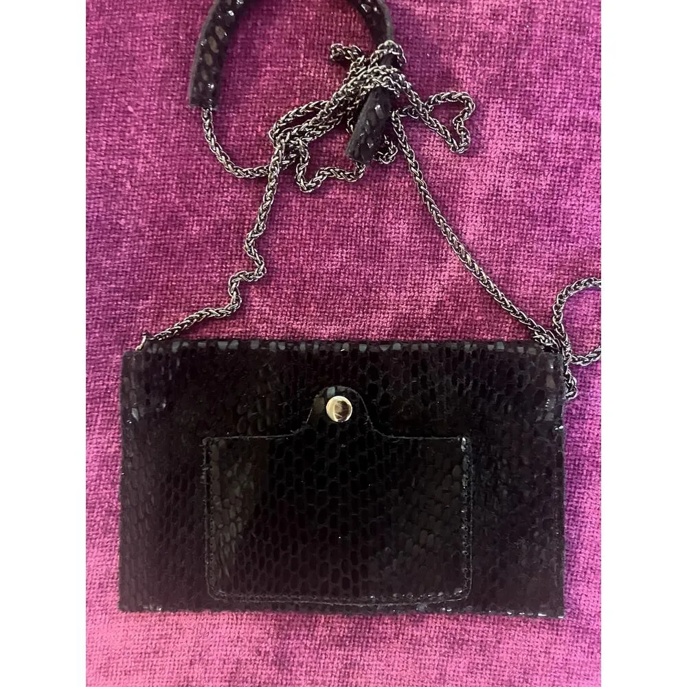 SORIAL Rubino Micro Bag Mini Purse Crossbody Wallet Black w Chain Strap - Image 2