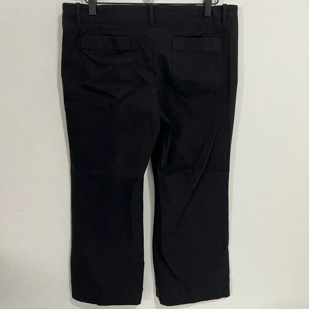 Theory Kick Pant Black Stretch Cotton Blend Cropped Flare Pants Size 12 - Image 6
