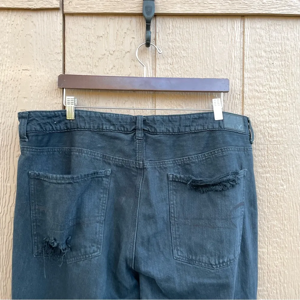 American Eagle  Womens Jeans Tomgirl Washed Blacj Distressed Button Fly Size 18 - Image 5