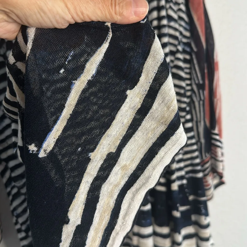 NIC+ZOE Blue White Stripe Linen Sweater Cardigan Artsy Coastal Nautical Preppy - Image 3