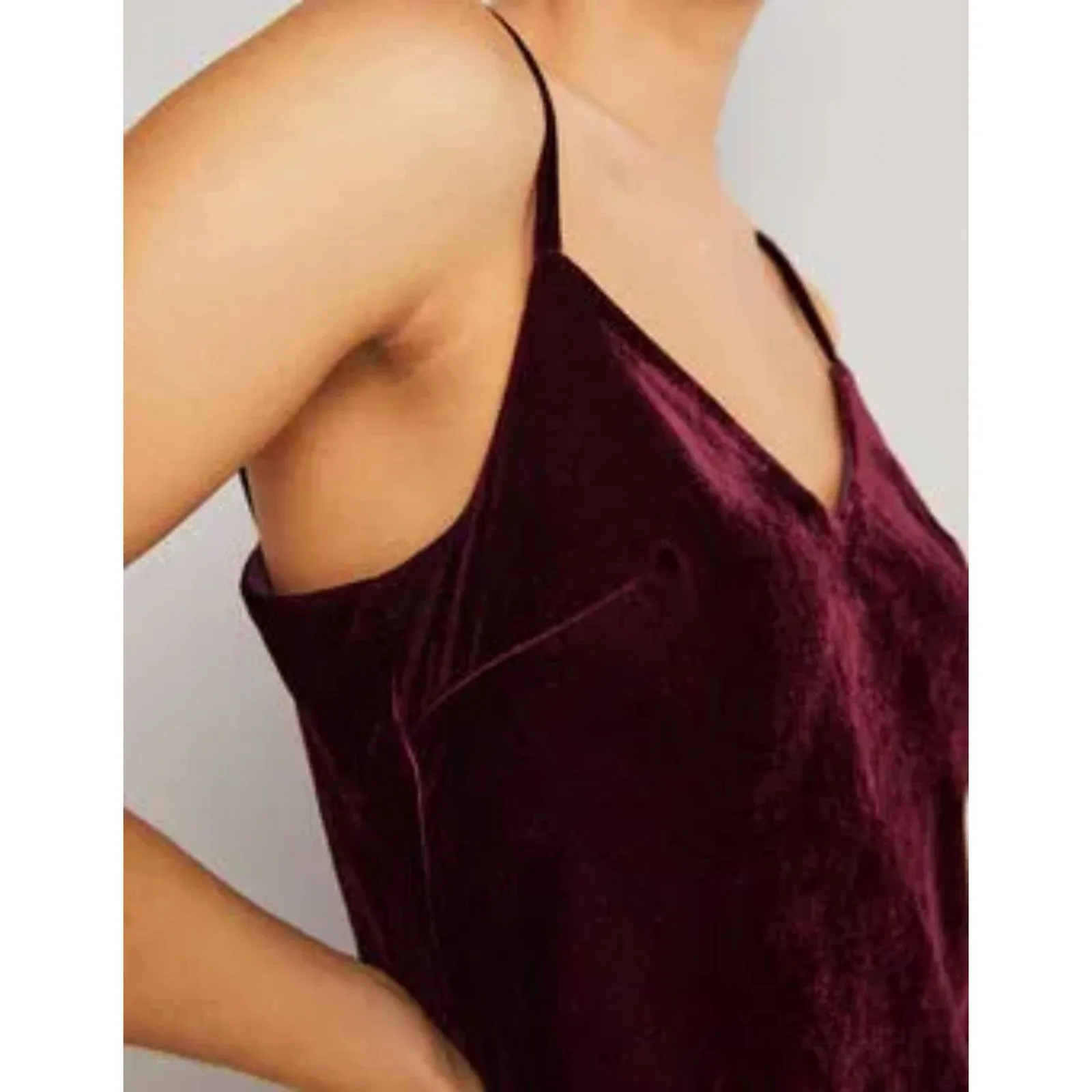 Boden Velvet Slip Midi Party Dress in Ruby Burgundy Red size 6L Tall - Image 11