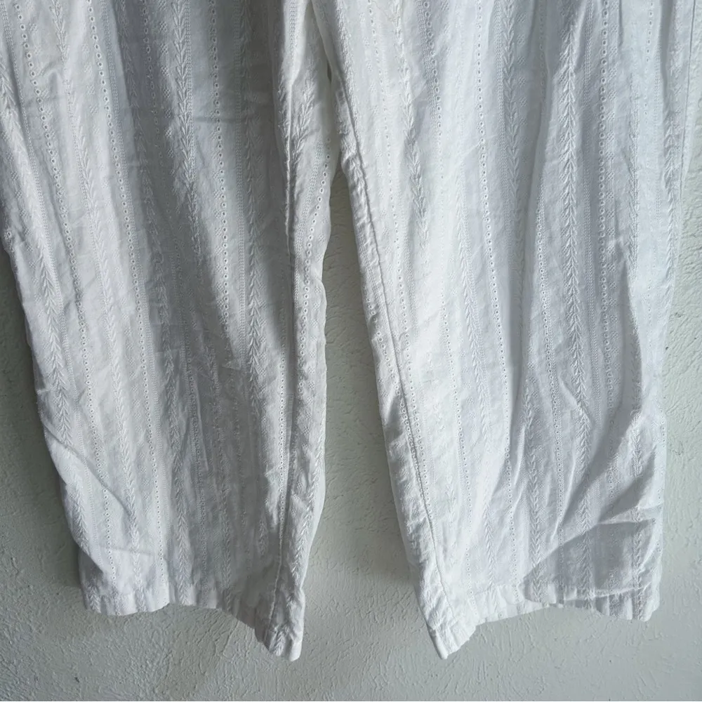 Sundance Gigi White Eyelet Wide Leg Pants XL Coastal Cotton - Image 5