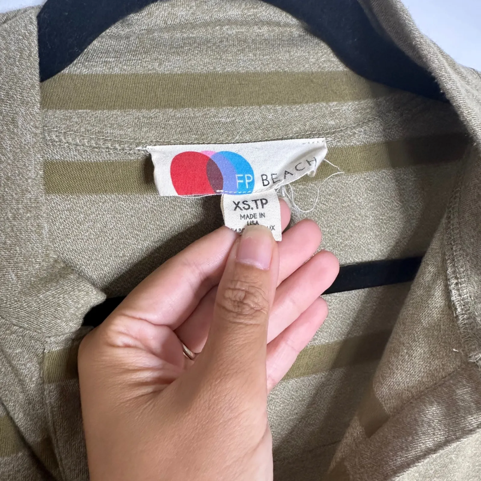 Free People‎ beach green striped oversized midi dress XS vacation comfy - Image 4