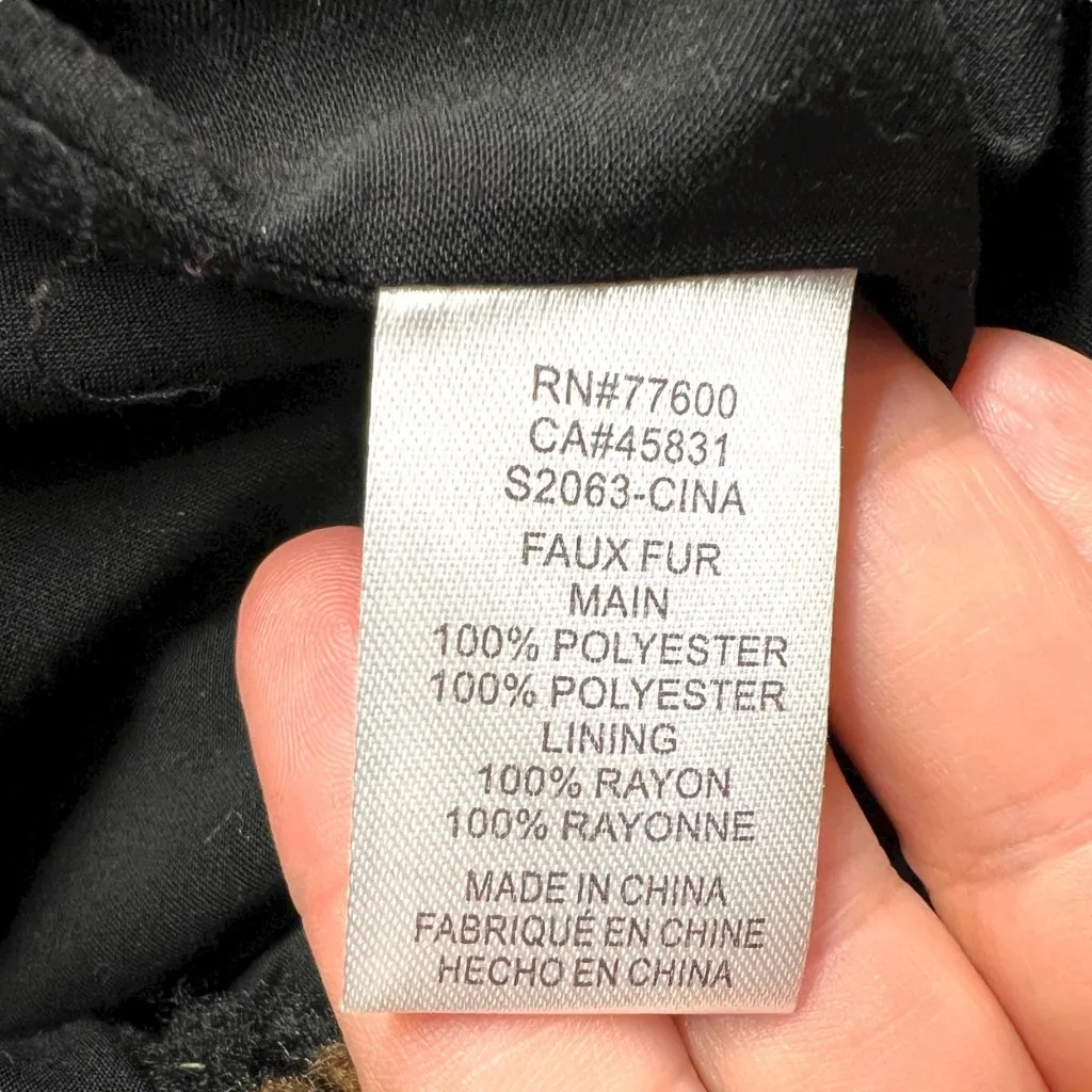 Saltwater Luxe Plaid Faux Fur Coat Jacket Black Brown Cinnamon Size Small NWT - Image 14