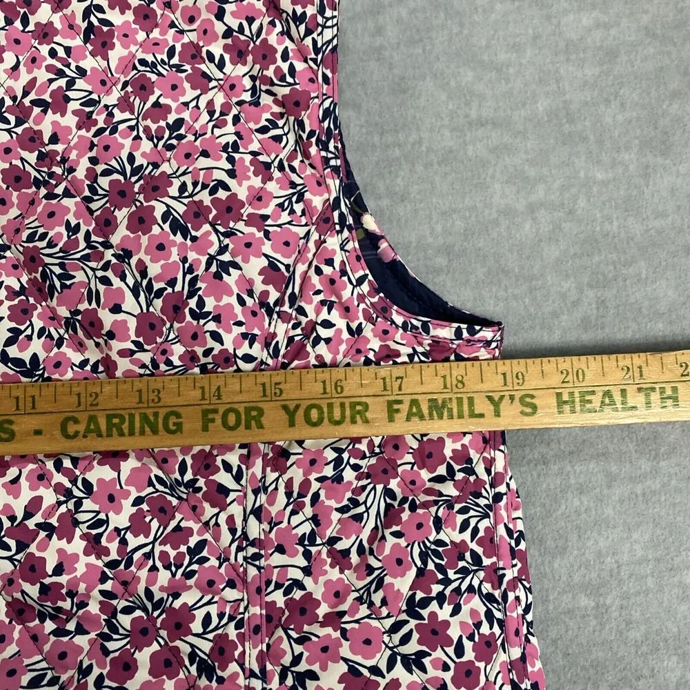 Appleseeds Reversible Quilted Vest Women Small Floral Pockets Full Zip Pink Blue - Image 8