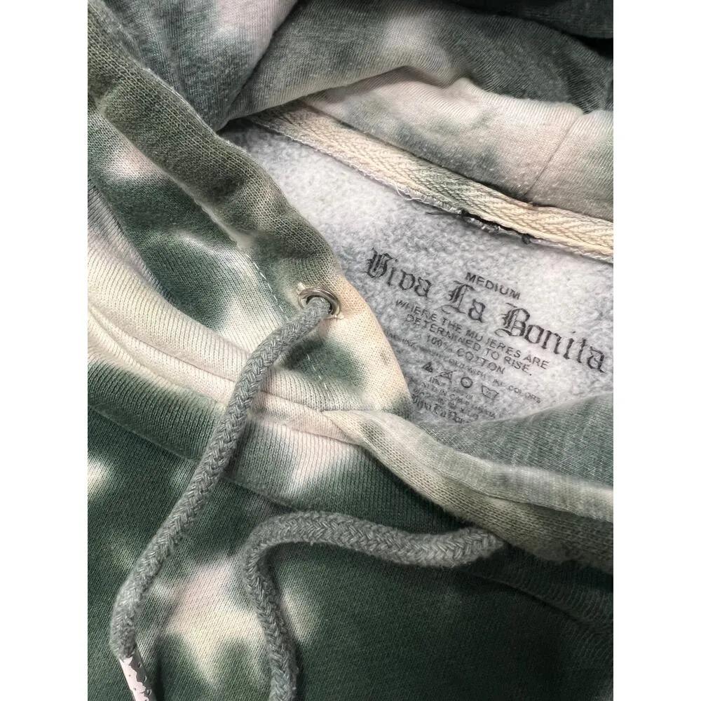 Womens Viva La Bonita Streetwear Gorpcore Tie Dye Green Hoodie Medium - Image 8