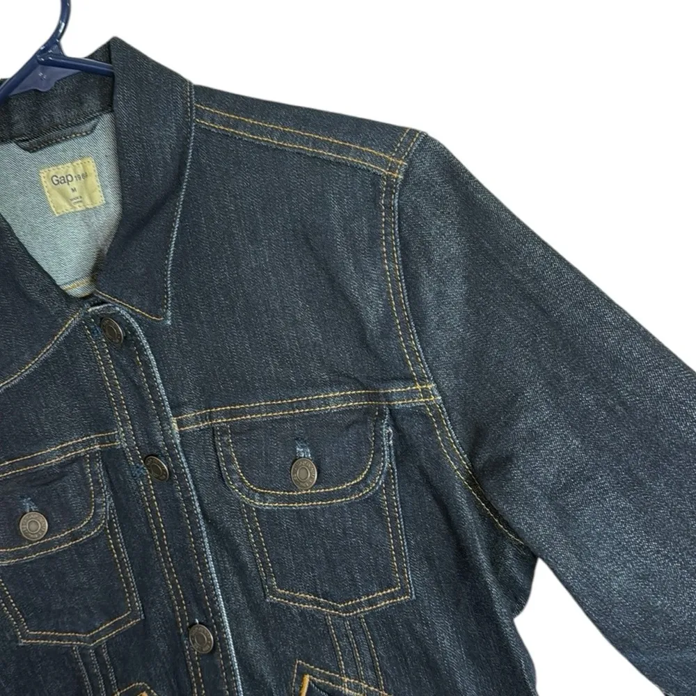 Gap 1969 short pleat denim jacket in deep indigo wash size M - Image 6