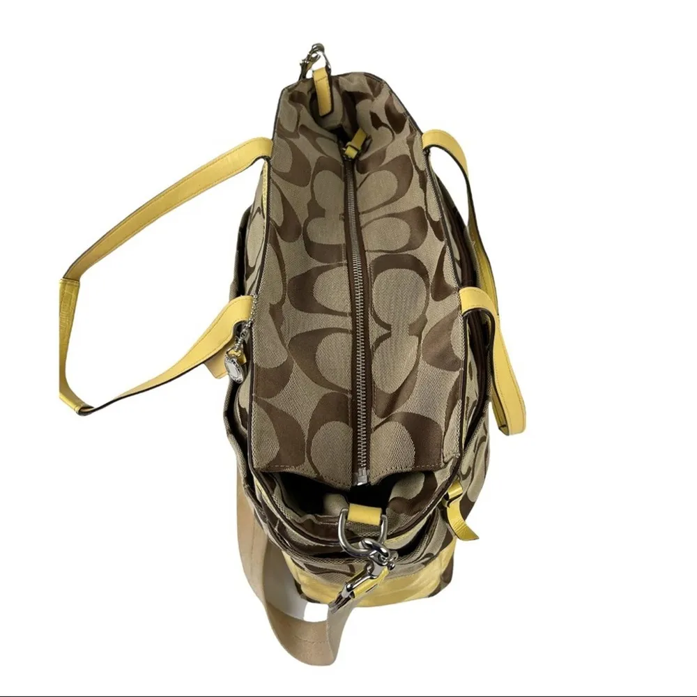 Coach Signature Stripe Jacquard Tote Diaper Bag Signature Canvas F13803 Yellow - Image 6
