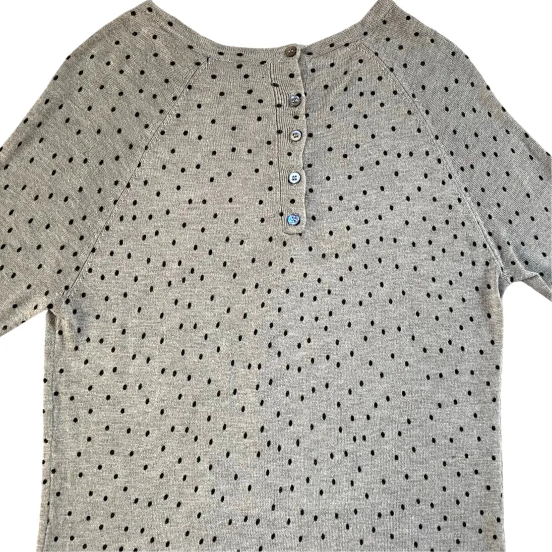 Mango Basics Grey Sweater Midi Dress w/‎ Black Polka Dots Dress Nikitap M - Image 6