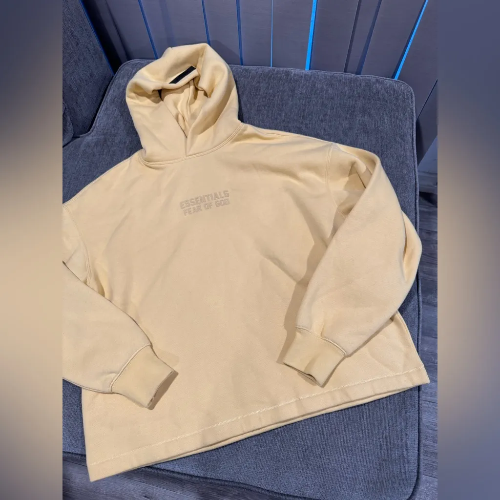 Fear of God Essentials Women's Soft Yellow Hoodie - Image 9