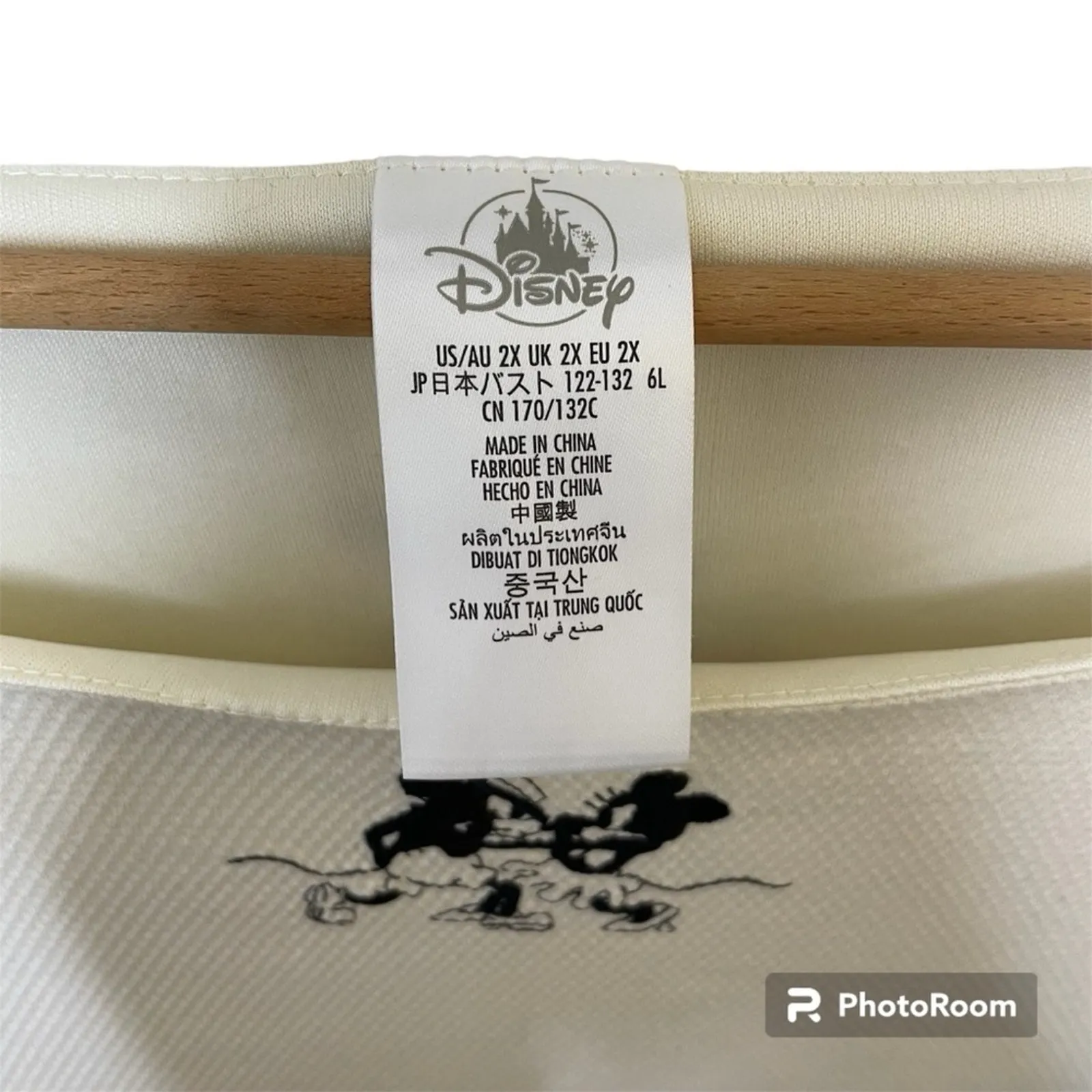 New Disney Parks Classic Mickey & Minnie Ivory Dress 3/4 Sleeve Vintage Style 2X - Image 6