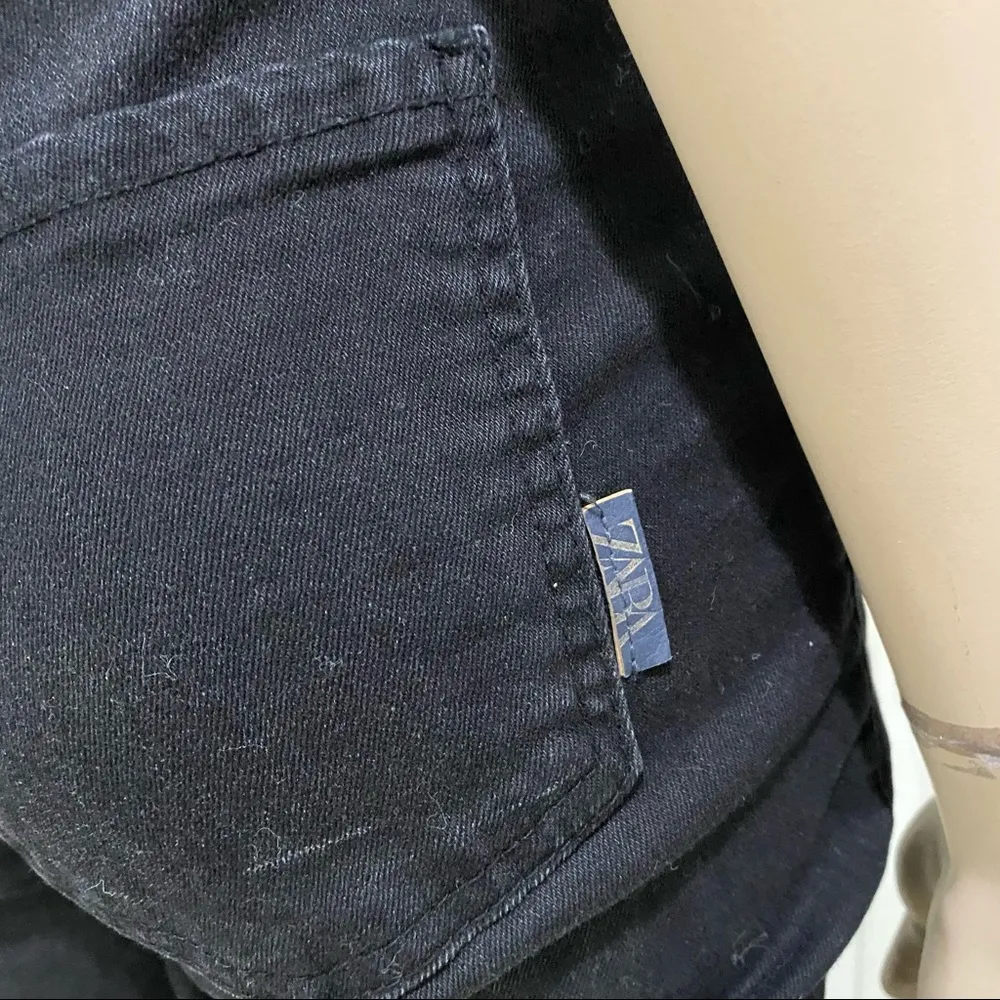 ZARA High Waist Stretch Black Capri Denim Jeans 8 - Image 7