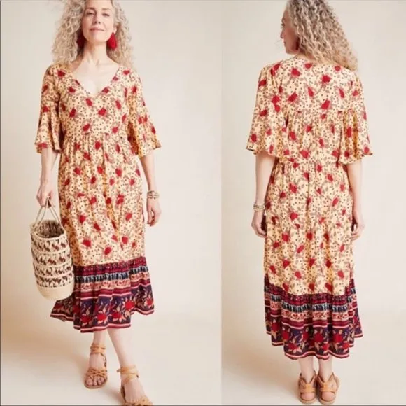 Faithfull The Brand X Anthropologie Melia Midi Dress Cottagecore Boho US 10 - Image 2