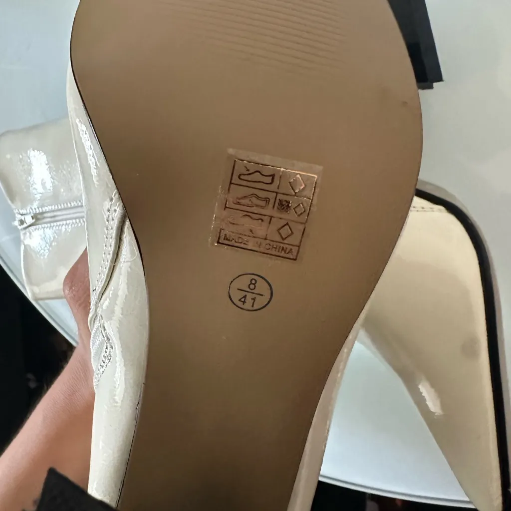 Nasty Gal Cream and Black Heeled Boots - Image 5