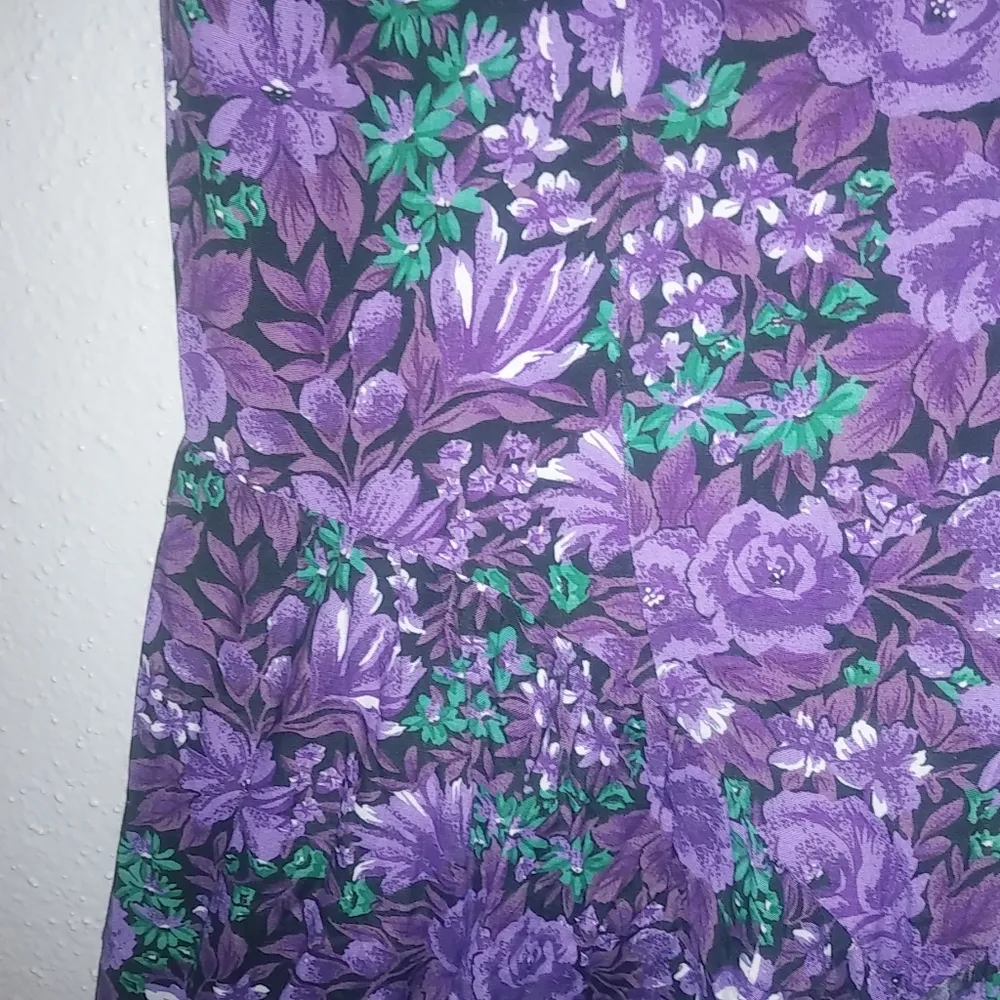 E.D. Michaels 6 S Vintage Sweet 80s Purple Floral Fit Flare Dress Green - Image 6