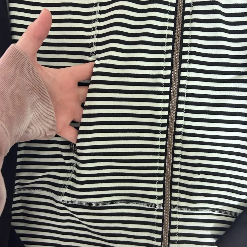 Lululemon Daily Yoga Mint Moment Jacket Sz 6 Full Zip Black Green Stripe Preppy - Image 3