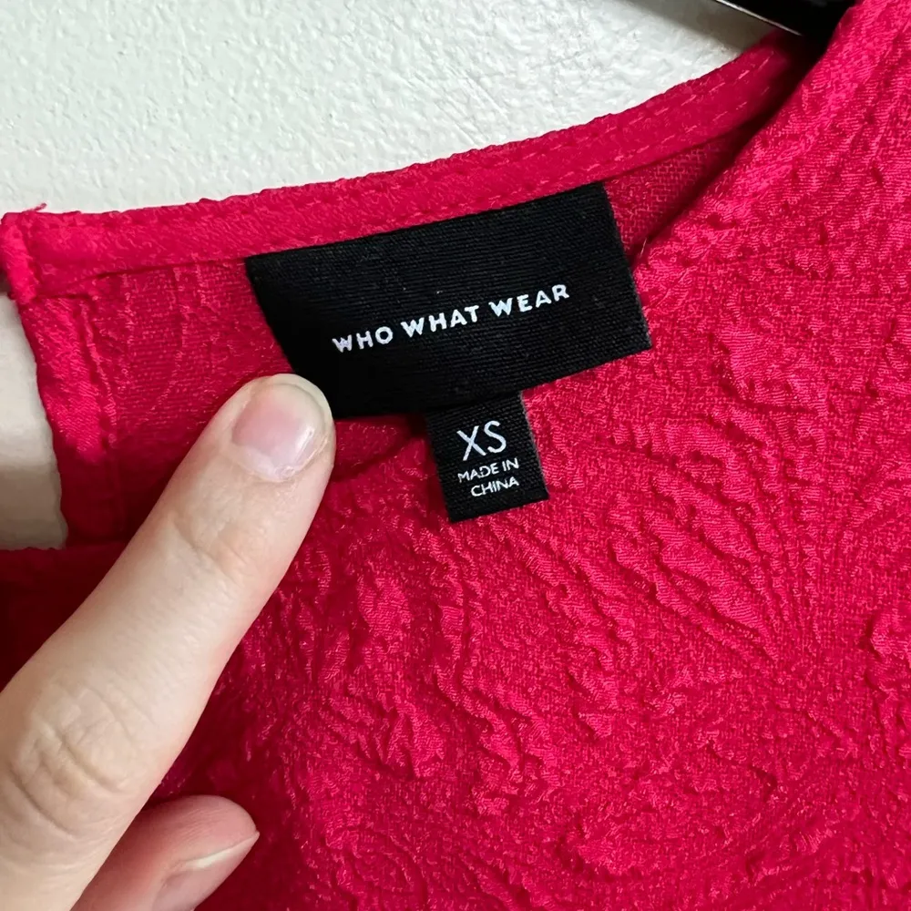 Who What Wear Women's Puff Short Sleeve Dress, Barberry Size S - Image 3