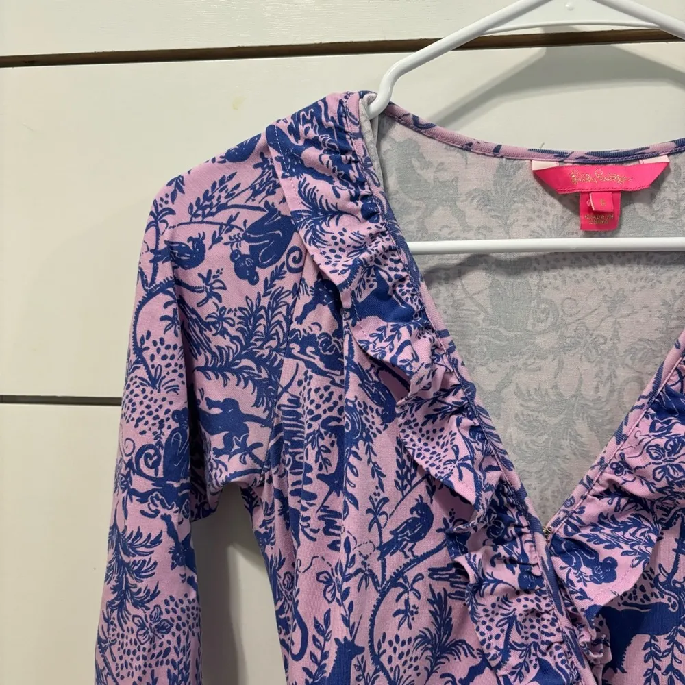 Lilly Pulitzer Jessalynne Romper Lilac Fressi Safari Dress - Image 5