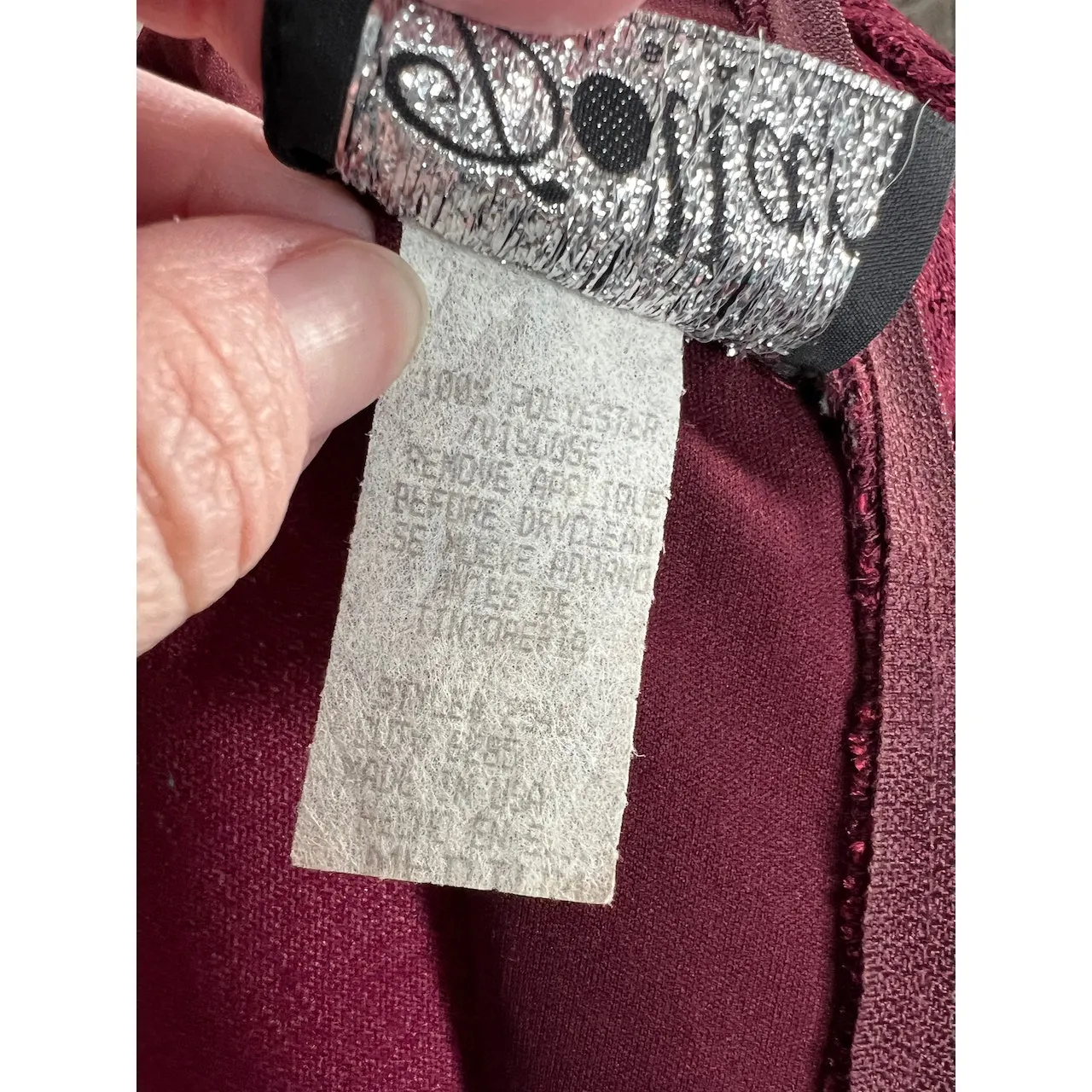 formal dress prom maroon wine red lace beaded fringe Size M - Image 12