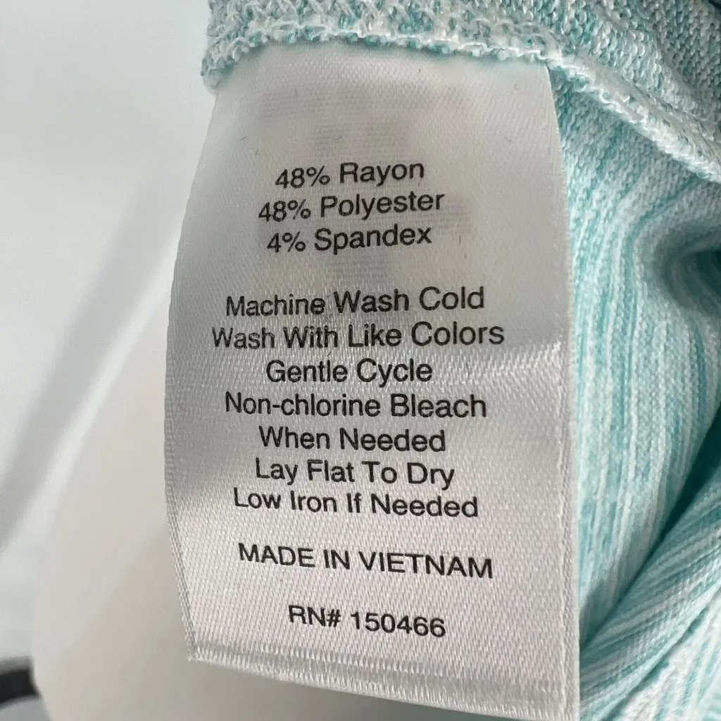 Market & Spruce Striped Tulip Sleeve Top Faux Button Back Blue Size MP NWT - Image 8