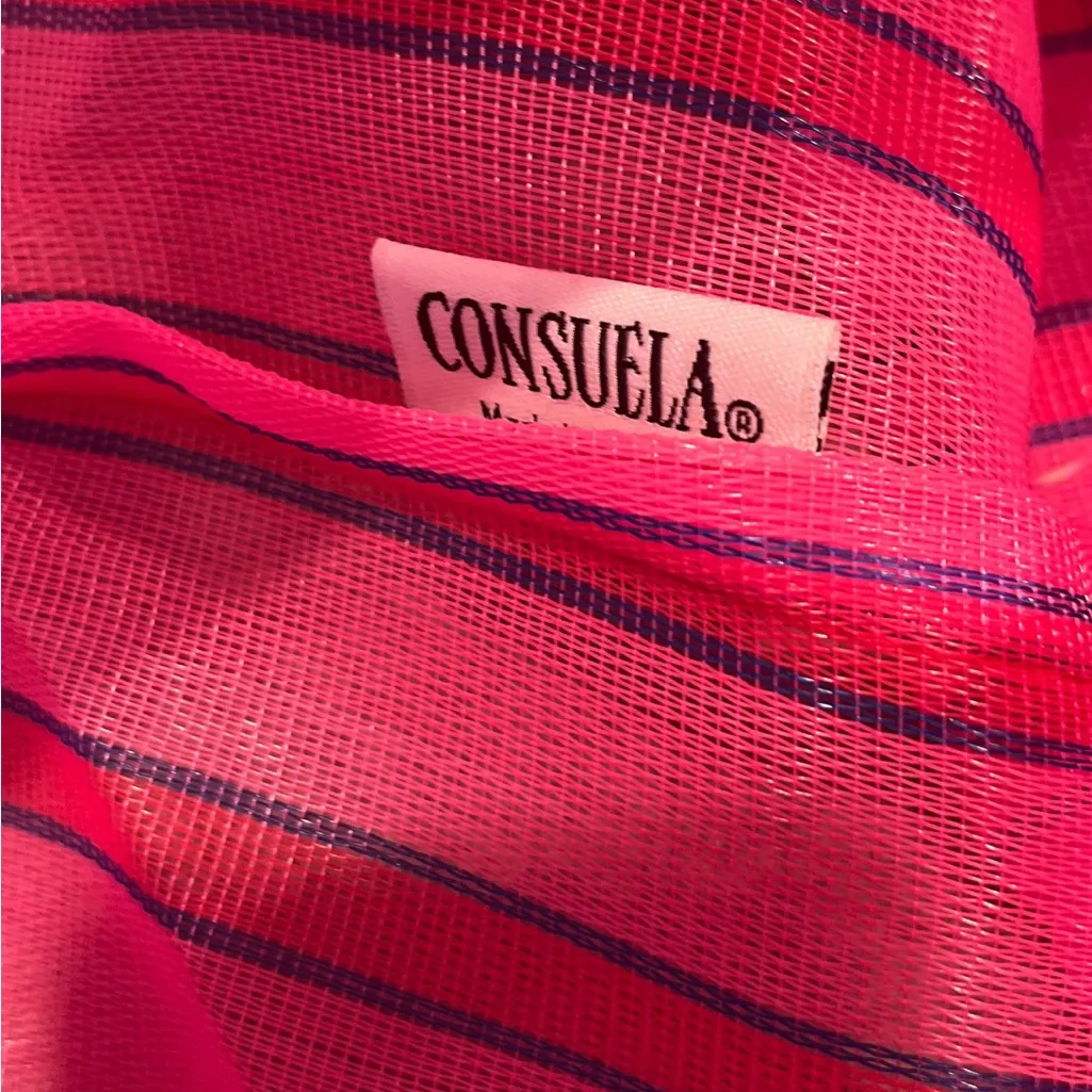 Consuela Fiesta Pink Striped Jumbo Shopping Tote Mesh Bag - Image 6