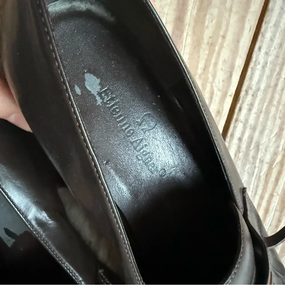 Etienne Aigner Loafers with Gold Accents size 7.5 - see pics for wear - Image 5