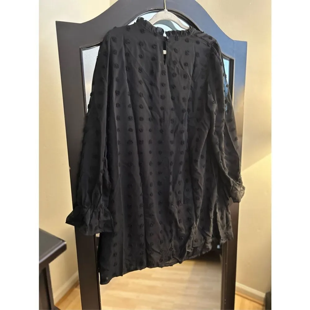 NEW Dress Swiss Dot Mini Dresses Loose Chiffon Short Dress L Black Size L - Image 5