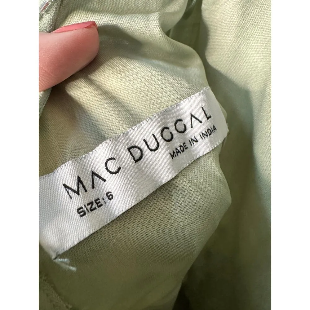 Mac Duggal NWT Beaded Cap Sleeve Empire Waist Sheath Midi Dress in Sage Size 6 - Image 6